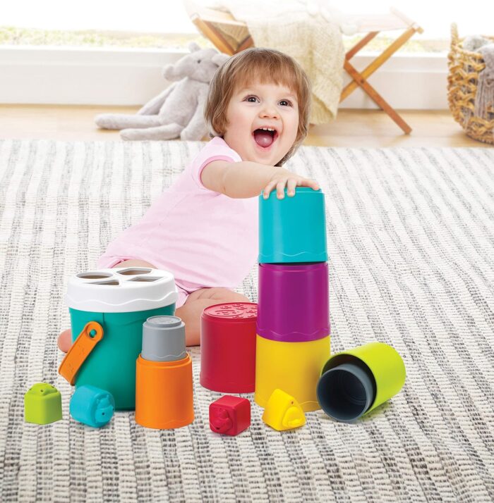 Shape Sorting Stack N' Nest Buckets (10 Pcs) | 6M+ - Image 4