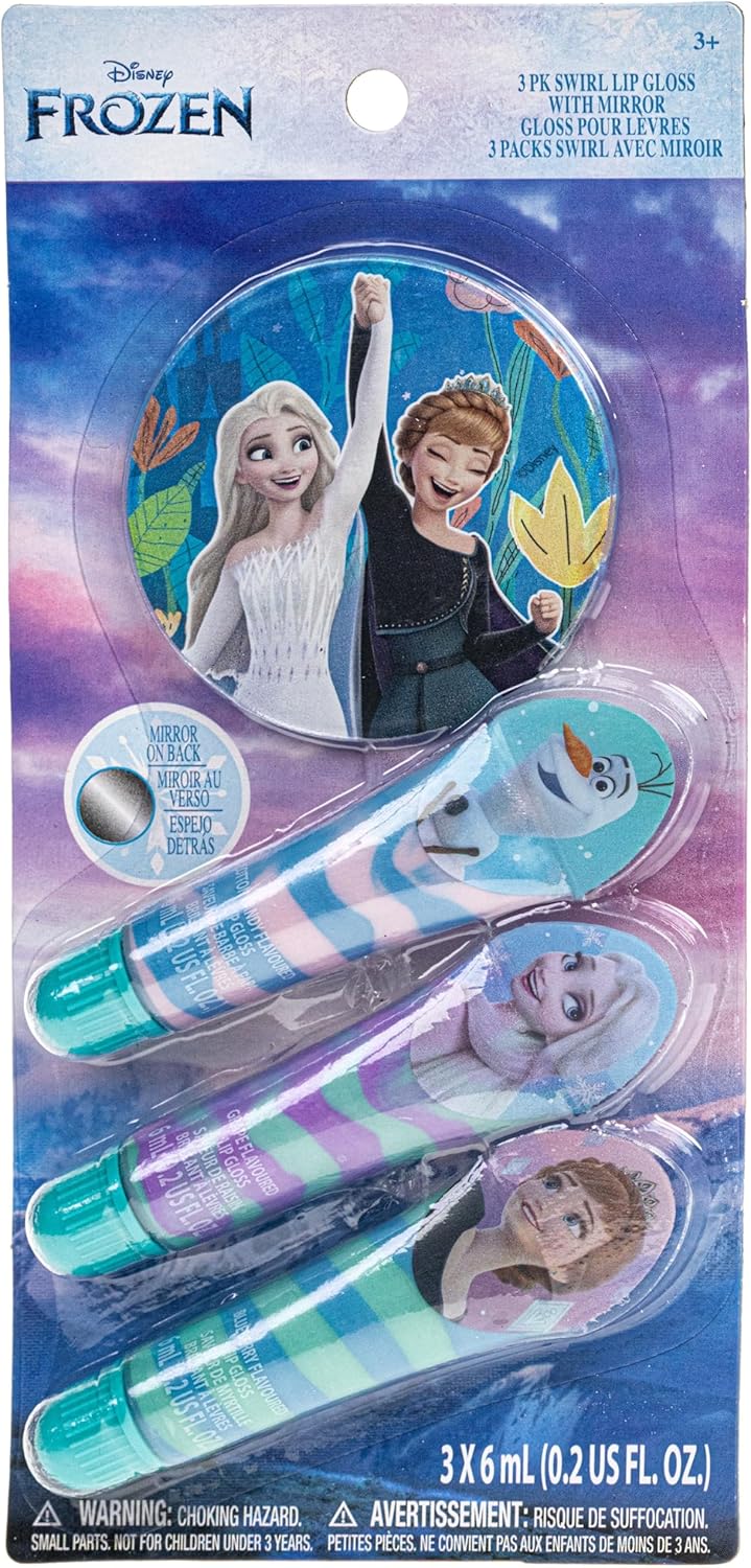odoo-FZ4429GA-1767296951.jpg Townley Girl Disney Frozen - 3 Pk Swirl Lip Gloss With Mirror - Image 1