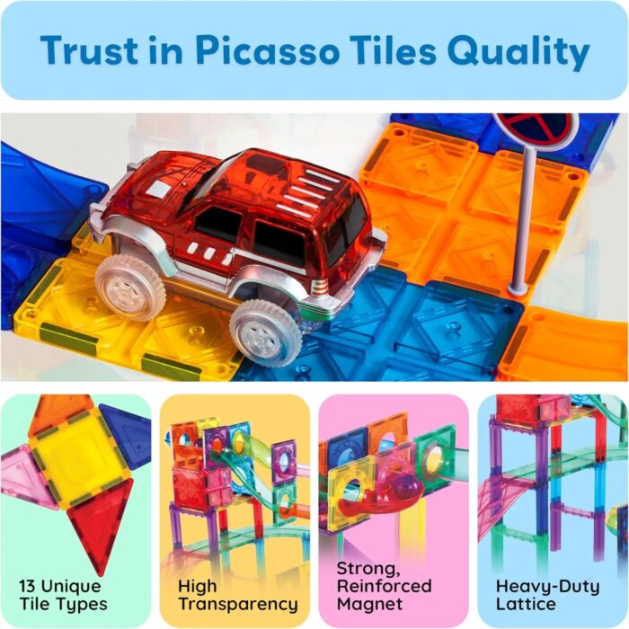108 Piece 3-in-1 Magnetic Marble Run & Racing Track Set – PicassoTiles - Image 2
