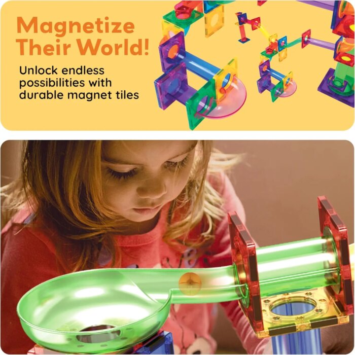 108 Piece 3-in-1 Magnetic Marble Run & Racing Track Set – PicassoTiles - Image 6