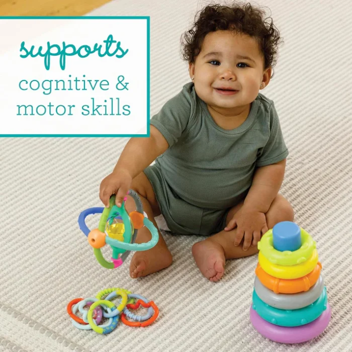 Infantino Box of Cheer - Stacking Rings & Rattle Activity Set - Image 2