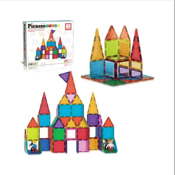 ⁦Picasso Tiles - Magnetic Building Bricks And Tiles - 63 Pcs⁩ - الصورة ⁦2⁩