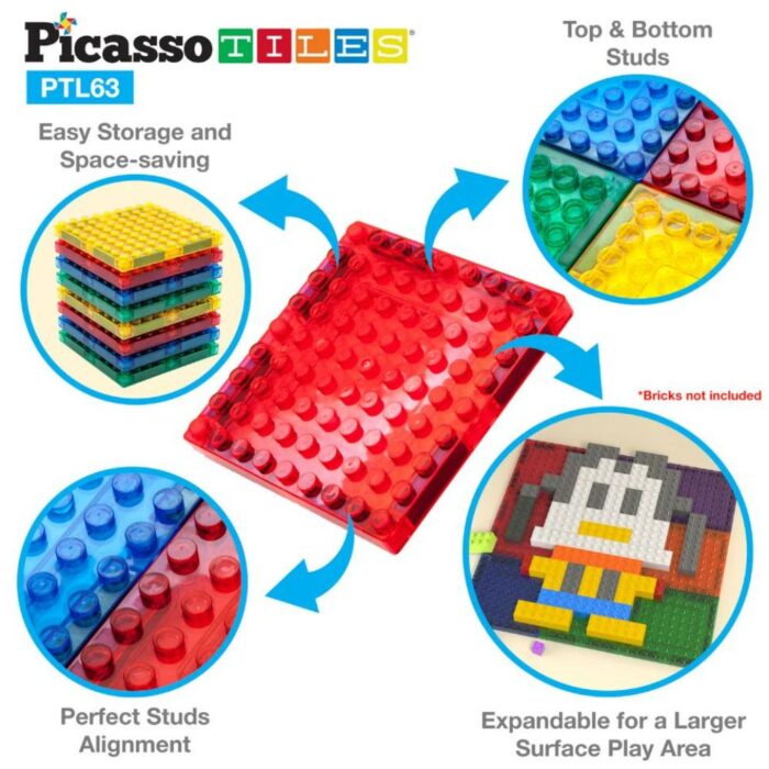 ⁦Picasso Tiles - Magnetic Building Bricks And Tiles - 63 Pcs⁩ - الصورة ⁦6⁩