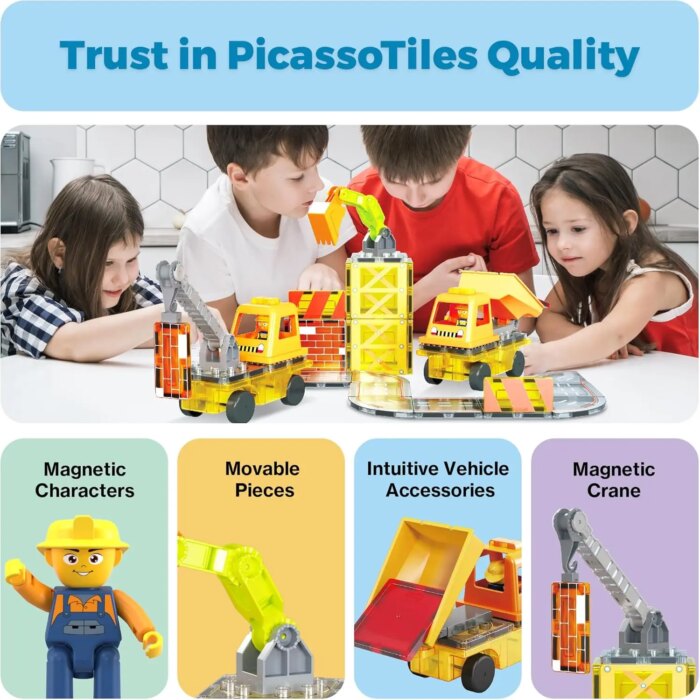 Magnetic Construction Truck Set 50 pcs – PicassoTiles - Image 3